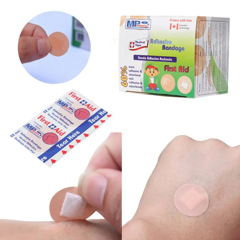 50LD 100Pcs Adhesive Round Band Aid Wound Plaster First-Aid Circle Ring Bandage 22mm | Красота и здоровье