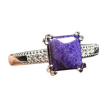 

Top Natural Purple Sugilite Ring Silver Sterling Jewelry For Woman Man 8mm Beads Crystal Anticancer Stone Adjustable Ring AAAAA