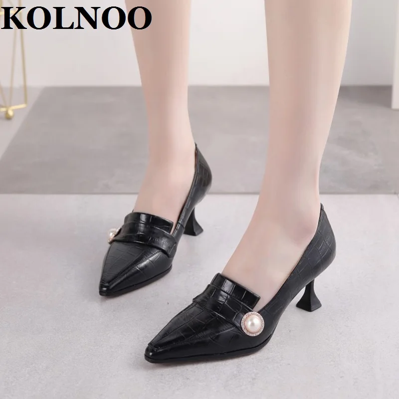 

KOLNOO Hot Sale Handmade New 2021 Style Womens High Heel Pumps Pointed-Toe Slip-On Daily Wear Office Party Fashion Court Shoes