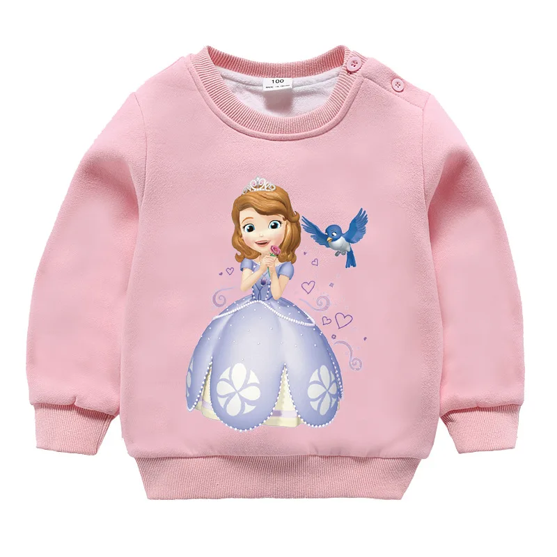 Jargazol Sofia Princess Sweatshirts Winter Fleece Toddler Girls Tops Thickened Warm Outfits Children Cute Sweatshirt Costume