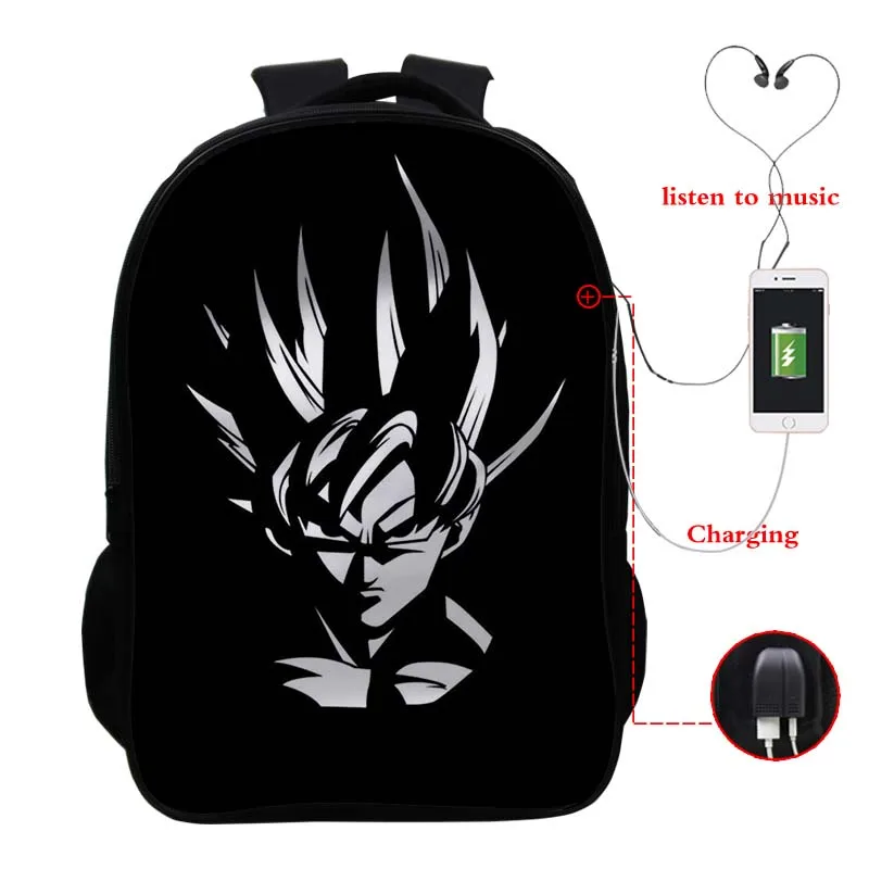Dragon Ball Usb Carica Zaino Goku Bookbag Zaino Unisex