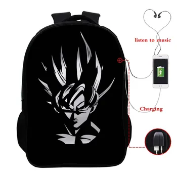 

Dragon Ball USB Charge Backpack Boys Girls School Bag Students Goku Bookbag Kids Daily Rucksack Unisex Teens USB Travel Bag Gift