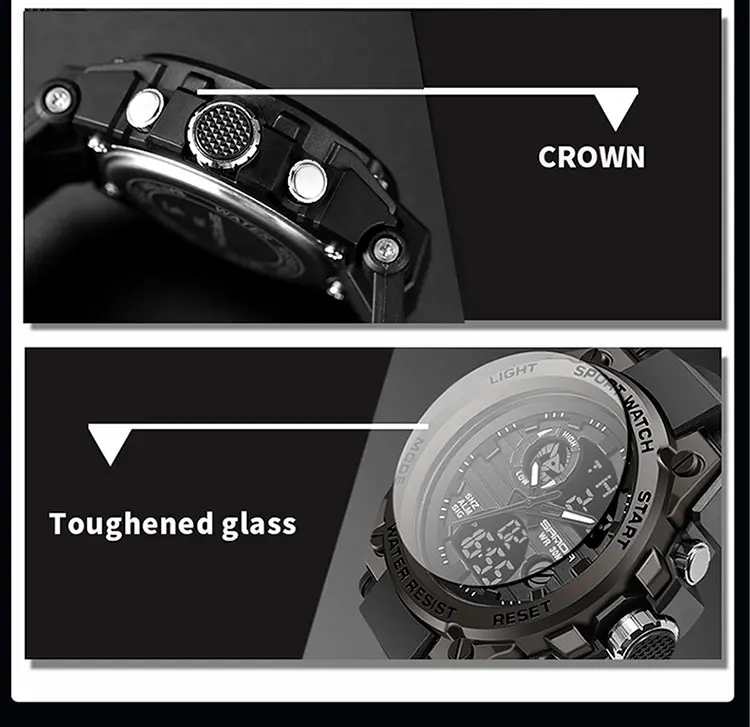 SANDA Sports Men's Watch Top Brand Luxury Military Quartz Watch Men's Waterproof Digital Clock Relogio Masculino