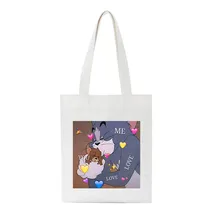 Забавный винтажный Кот Любовь Mous мультфильм печати Повседневная Большая емкость пародия Холст Женский Harajuku новые Ins сумки на плечо Студенческая сумка