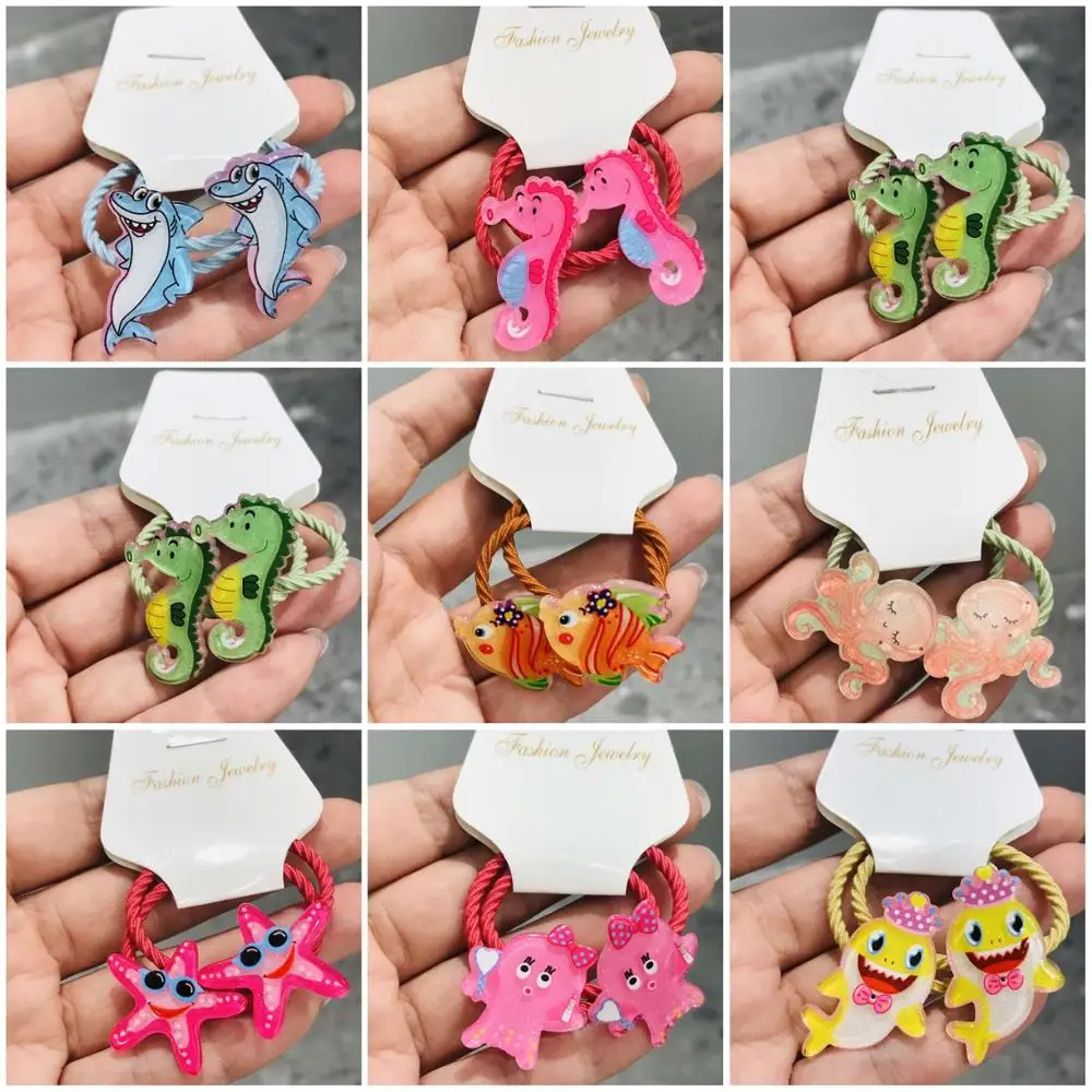 2 шт. аксессуары для волос с дельфинами рыбками животными Детские резинки