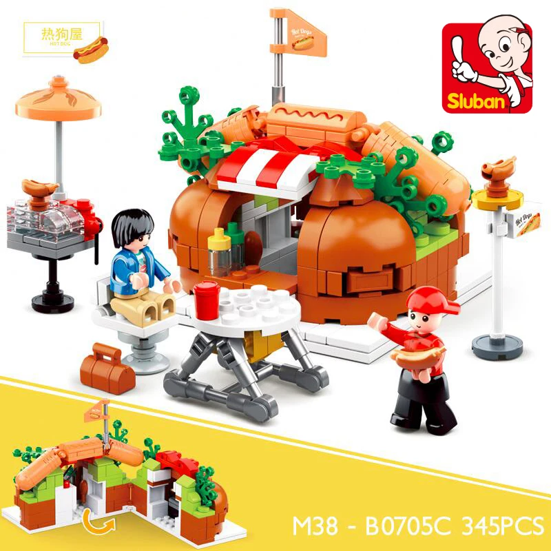 Sluban B0705C еда корт хот дог фаст фуд Ресторан DIY Модель 345 шт Мини строительные блоки