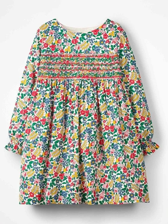 Little maven/Модная брендовая осенняя одежда для маленьких девочек; платье с драпировкой; Хлопковые Платья с цветочным принтом для маленьких девочек; S0517