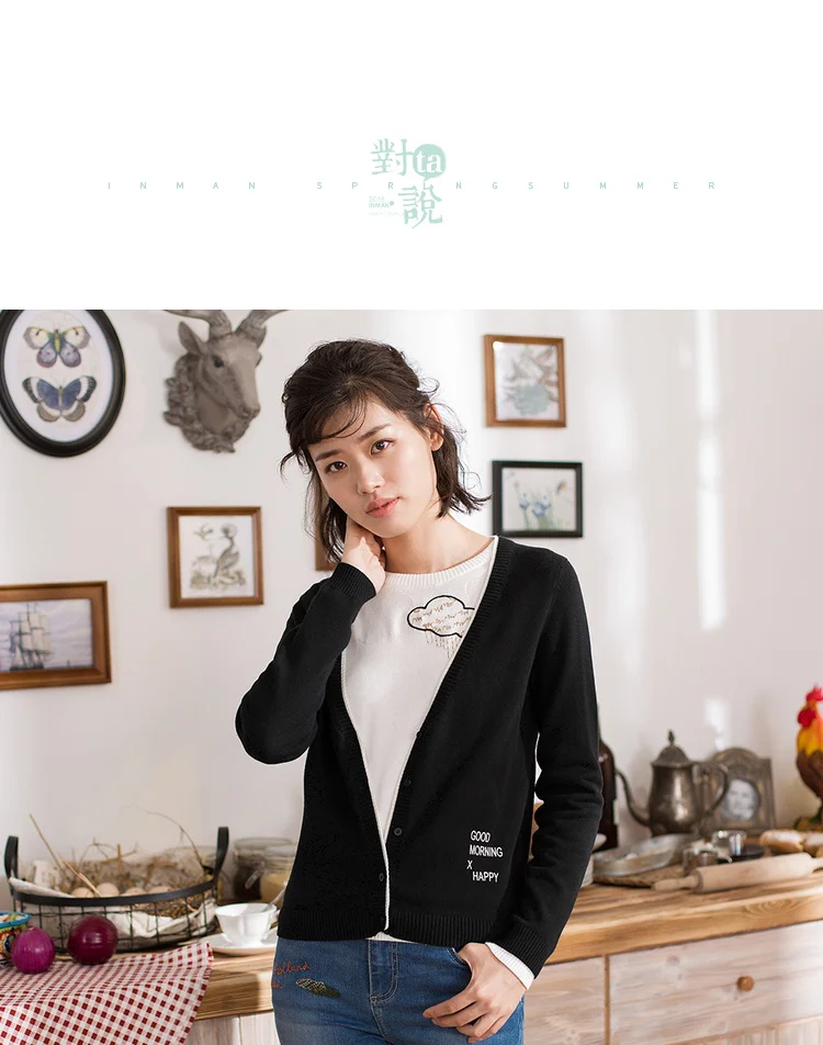 INMAN Autumn New Arrival Literary Long Sleeve Thin Women Cardigan