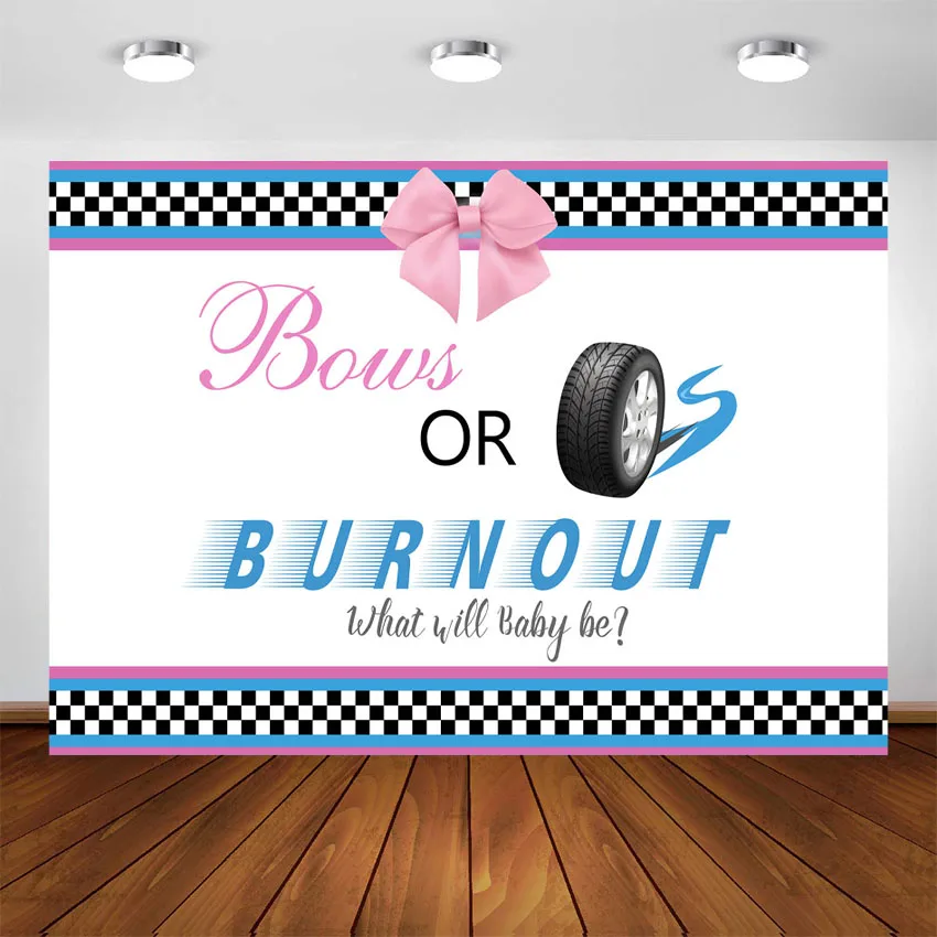 

Bows or Burnout Gender Reveal Backdrop Boy or Girl Pink or Blue Party Banner Background Gender Reveal Guess Baby Shower Decor