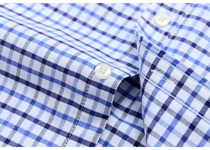 Men's Oxford Short Sleeve Summer Casual Shirts Single Pocket Comfortable Standard-fit Button-down Plaid Striped Cotton Shirt