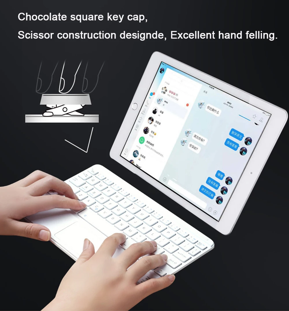 Сенсорная Bluetooth клавиатура для планшета Android беспроводная с тачпадом iPad ПК