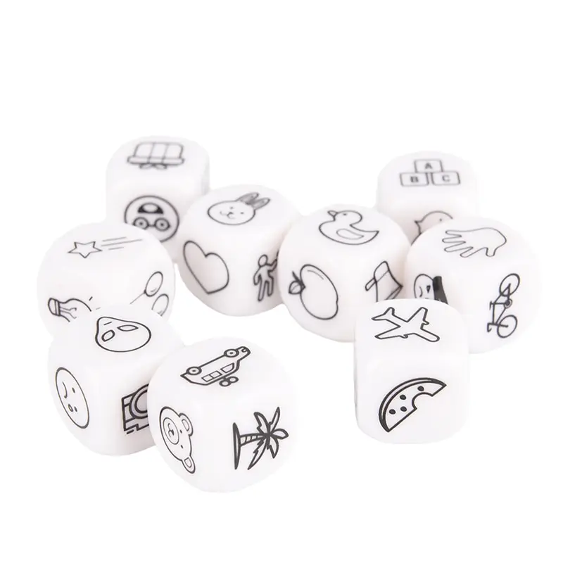 1Set Story Dice Game Look Picture Telling A Story With Metal Box For Family Fun Game