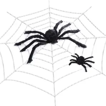 

Tinksky Halloween Spider Web Decorations Indoor & Outdoor Spooky Spider Webbing (3m Spider Web + 30cm and 60cm Black Spider)