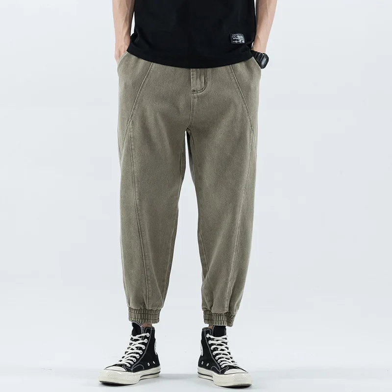 

2019 Spring And Summer New Three-Color Workwear Men's Pocket Decoration Shawn Harem Pants INS Joint Beam Leg Casual Pants