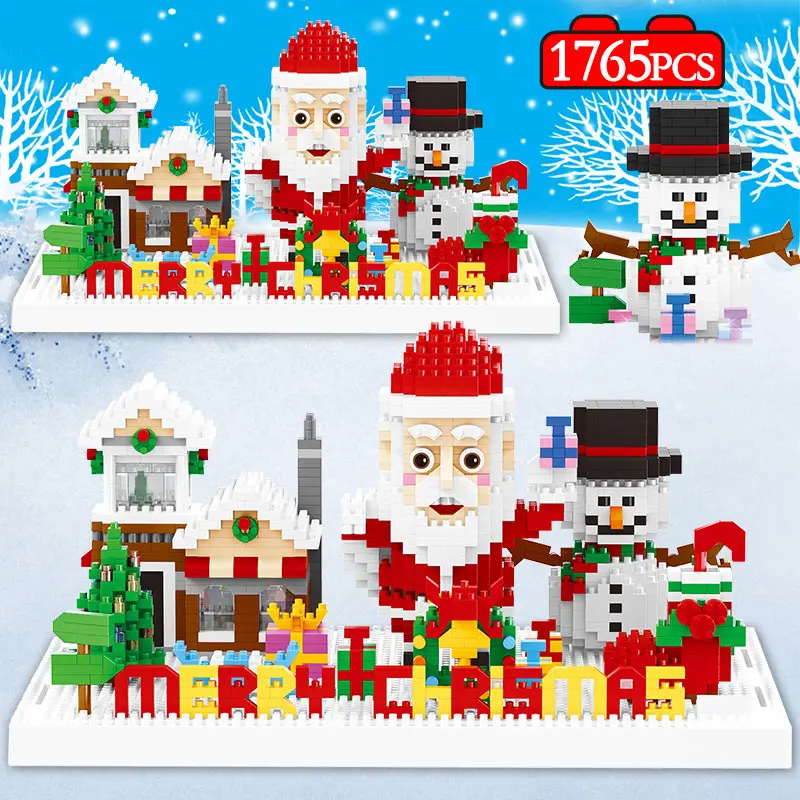 

1765pcs Mini Bricks DIY Assembly Santa Claus Snowman Christmas House Builiding Blocks Educational Cartoon Toys for Children Kids