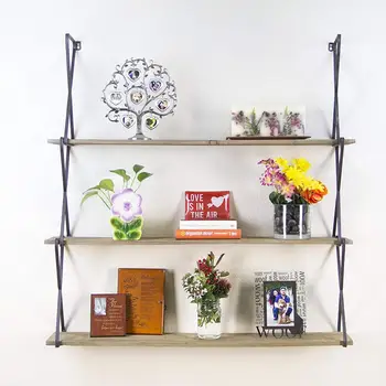 

Rustic Floating Wood Shelves 3-Tier Wall Mount Hanging Shelves Book Shelves Industrial Wood Book Shelves Storage Display Decor