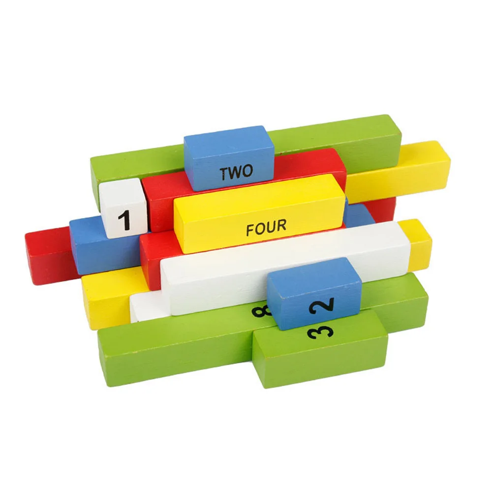  Montessori wooden baby toy small number pole math 1-25CM red and blue pole math toy learning and ed