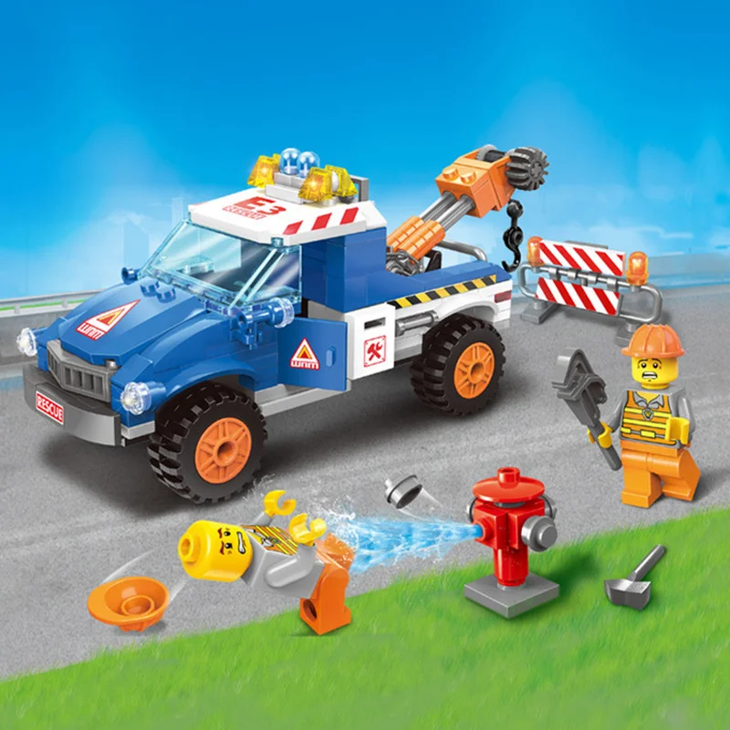 

Children's Building Block Toy Model Assembling Road Barrier Removal Vehicle Boys'Educational Toys