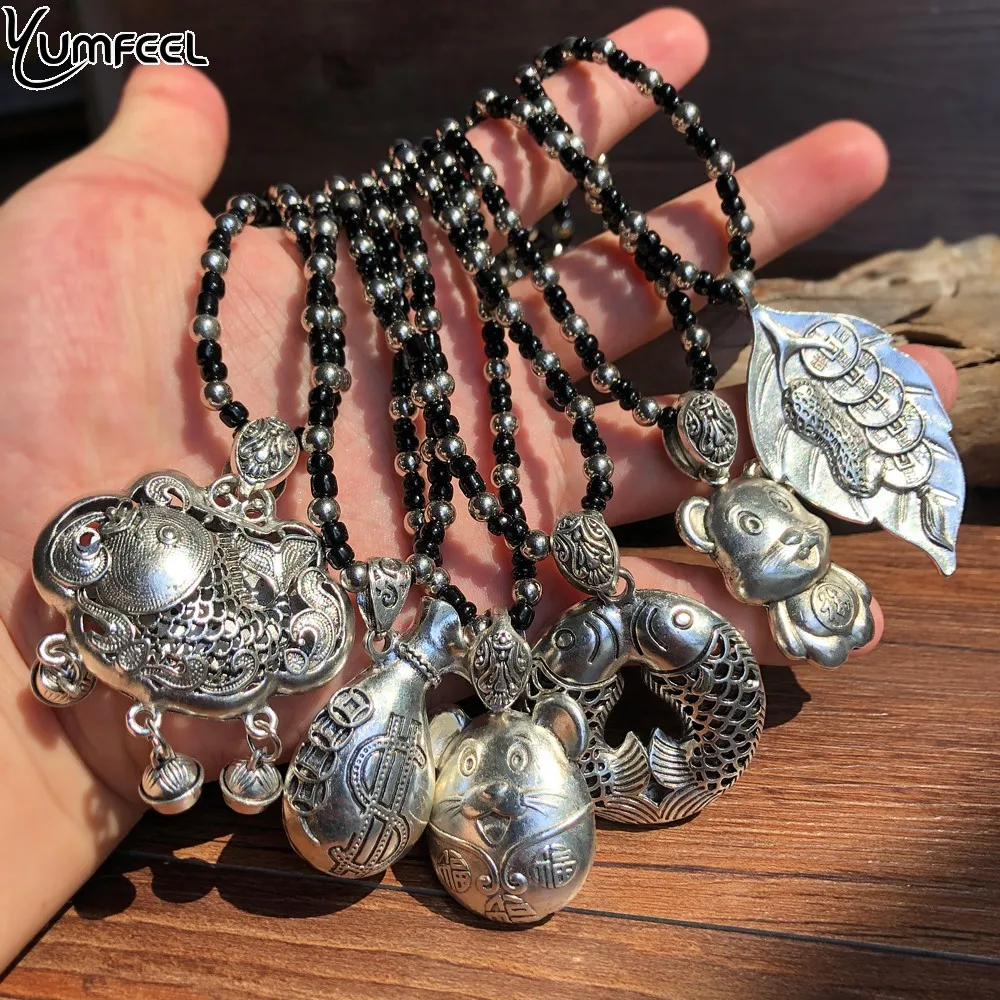 Yumfeel винтажные серебряные подвески с изображениями животных и ожерелья женские богемные ювелирные ожерелья