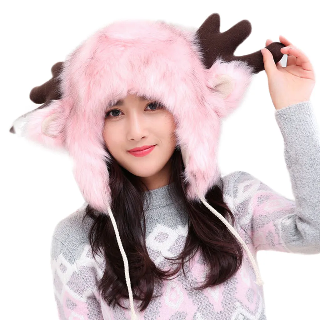 SAGACE милый теплый плюшевый пушистый капюшон из искусственного меха шапка с ушками