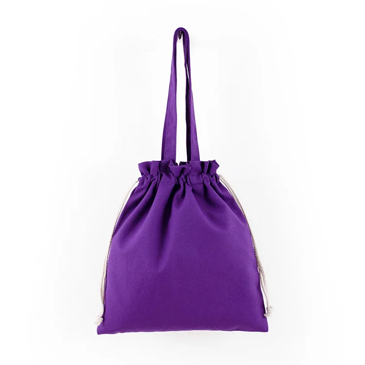 new blank portable drawstring canvas bag hot shoulder bag cotton cloth boutique tote bag large capacity shopping bag - Цвет: 13