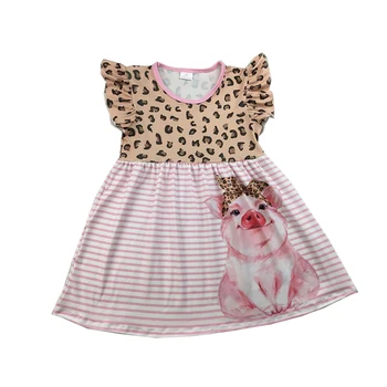 

leopard print girls summer dress pink pig boutique pearl dresses stripe kids clothes