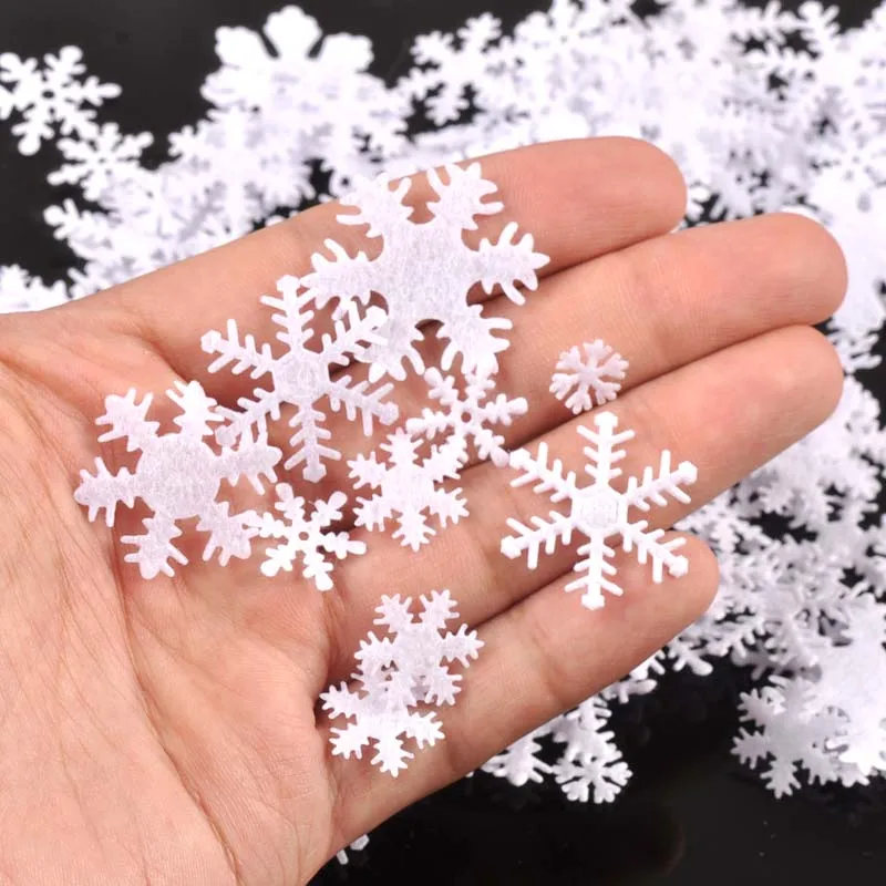 100pcs/lot Christmas Ornaments White Felt Snowflake Patch Applique