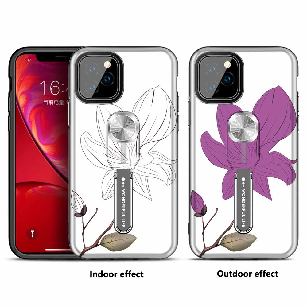 Меняющий цвет чехол для телефона для iPhone 11 Pro Max подставка задняя крышка для iPhone XS Max Xr X 8 7 6S 6 Plus чехол для телефона крышка