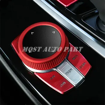 

Inner Console iDrive Multimedia Knob Trim Cover For BMW X3 X4 G01 G02 2018-2020 Red/Silver