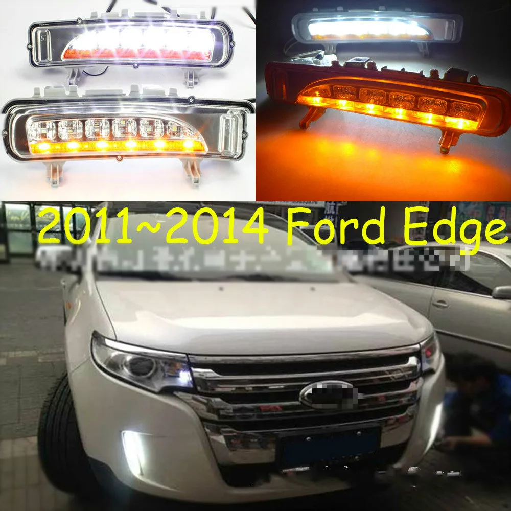 

For Ford Edge 2009~2014 Daytime Running Light DRL LED Fog Lamp Cover With Yellow Turning Signal Functions