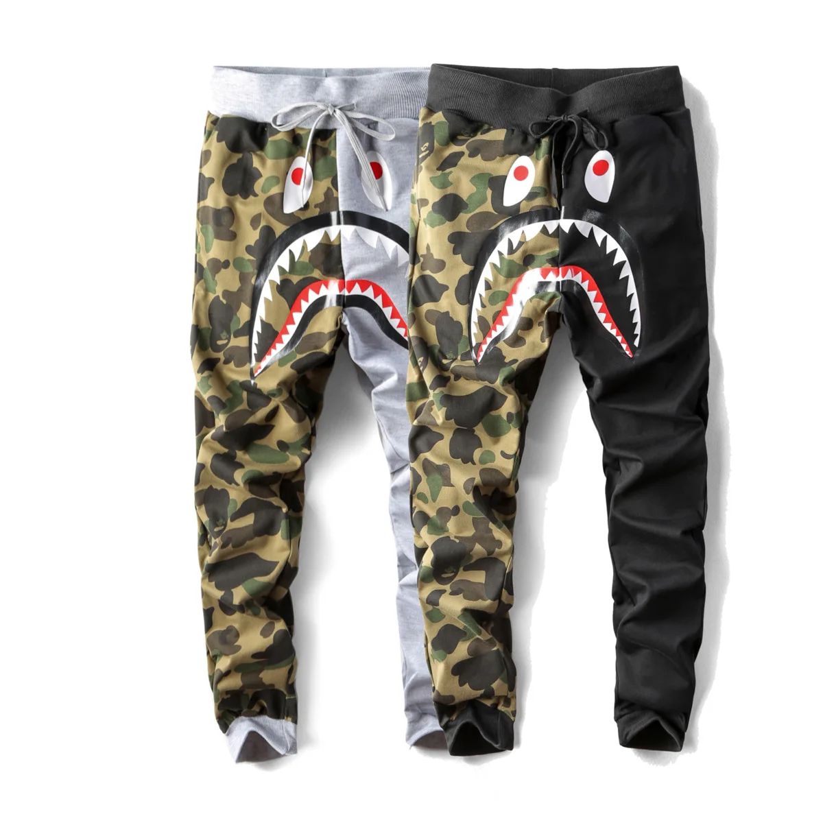 Pantalones de camuflaje holgados con estampado de tiburón, pantalones de  pies pequeños, ropa de calle Harajuku, moda urbana|Pantalones informales| -  AliExpress