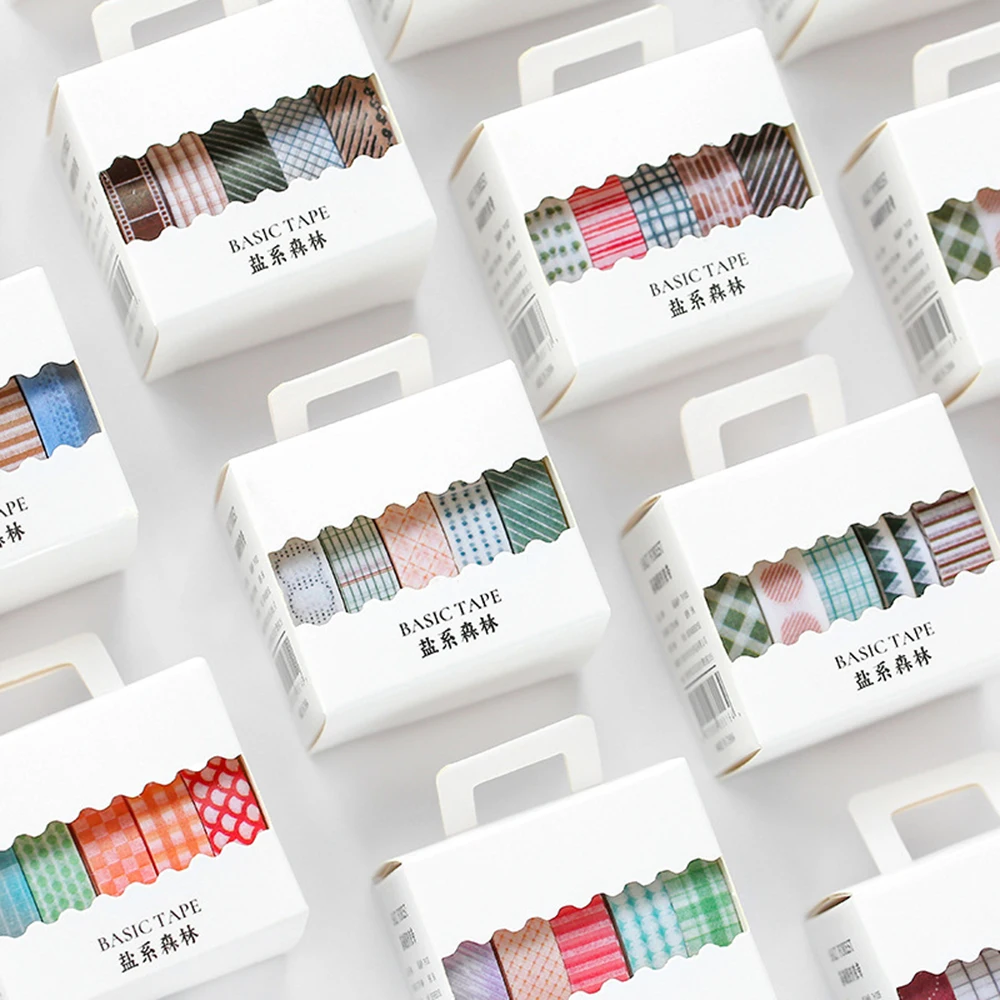 

5pcs/box Salt Forest Series Spots Color Scrapbook Cut-off Rule Washi Tape Bullet Journaling Deco Masking Tapes
