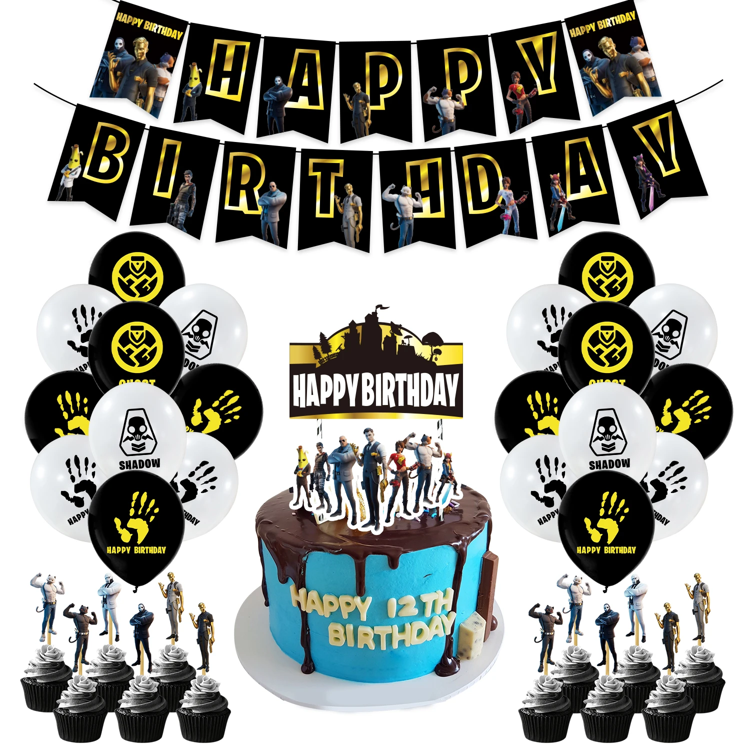 Fortnes Theme Video Game Birthday Party Supplies Paper Banner Birthday Cake  Topper Latex Balloons Great Party Favors For Kids - Party & Holiday Diy  Decorations - AliExpress
