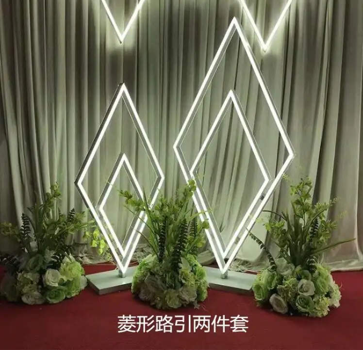 wedding road lead semi-circular LED lights with glowing rainbow road trigger light diamond stage scene layout props