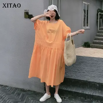 

XITAO Korean Style Plus Size Dress Women Fashion Simple and Versatile Dresses Oversized Solid Color Women Clothes 2020 GCC3559