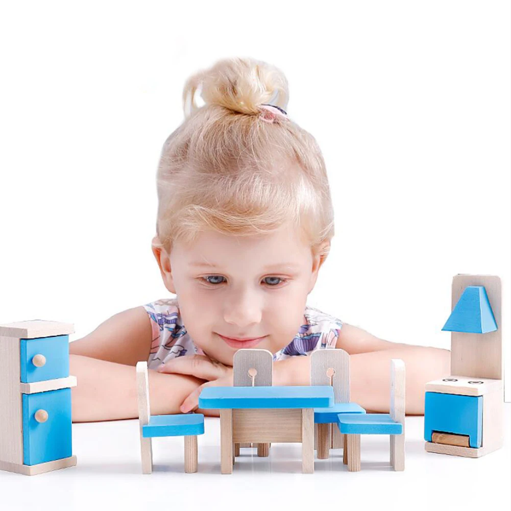 Кукольный дом мебель DIY Миниатюрный 3D деревянная мебель Наборы игровой дом игрушки для детей подарок
