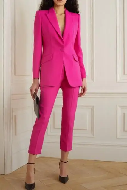 

2 Pcs Fuchsia Women Suits Business Pantsuits Office Formal Ladies Work Wear Blazer Outfit Pantsuit Custom Made