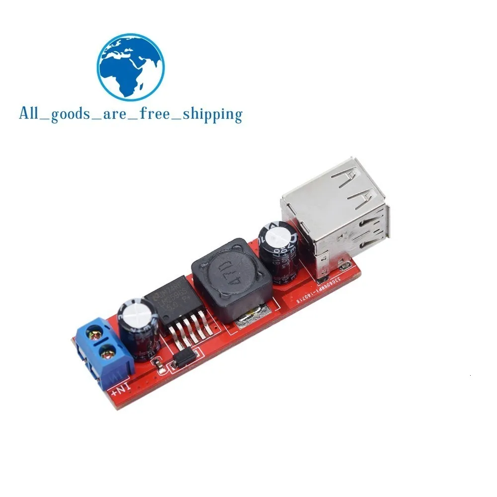 TZT DC 6 в-40 в до 5 В 3A двойной USB зарядка DC-DC понижающий преобразователь модуль для автомобильного зарядного устройства LM2596 Dual USB