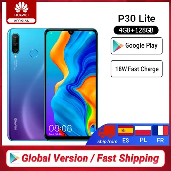 Перейти на Алиэкспресс и купить В наличии глобальная версия huawei P30 Lite 4 Гб 128 Гб Смартфон 6,15 дюймов Kirin 710 Восьмиядерный мобильный телефон Android 9,0 мобильный телефон
