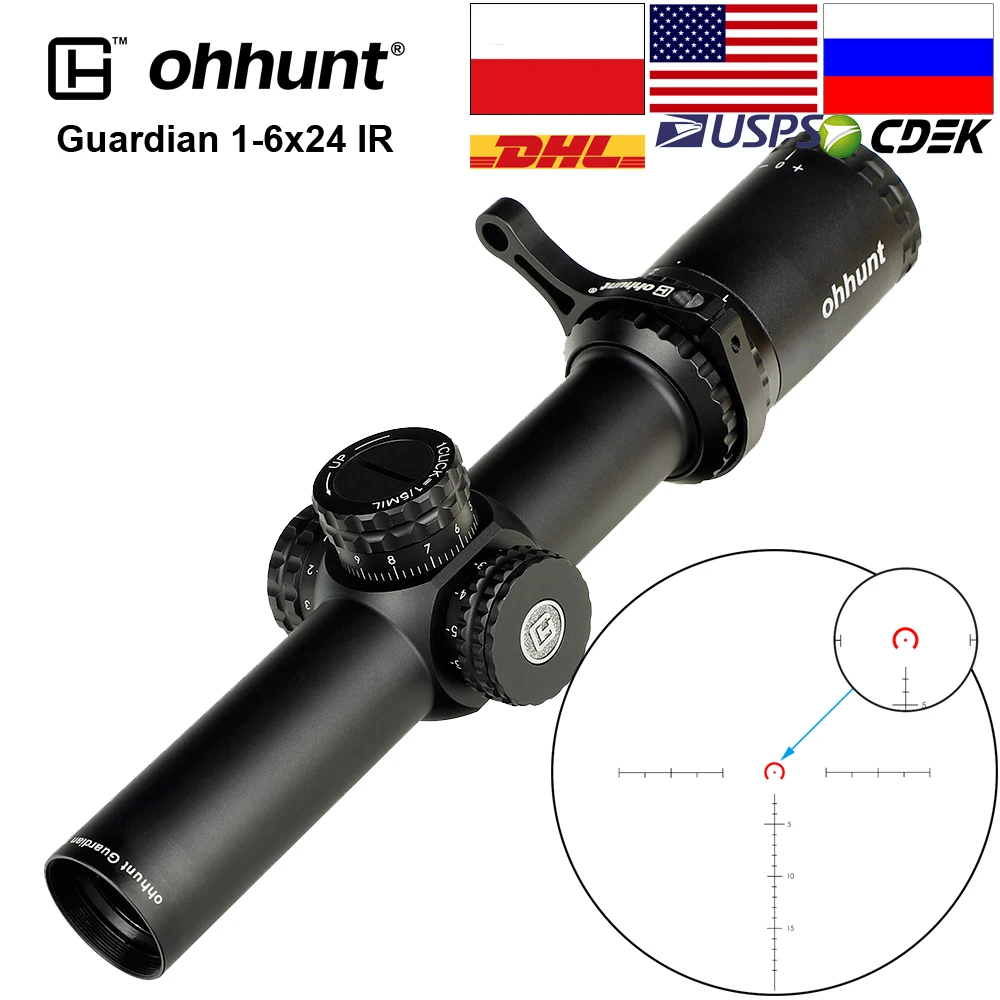 - ohhunt Guardian 16x24 IR Hunting Optical Compact Sights Glass Etched Reticle Red Illuminate Tactical Shooting Riflescope