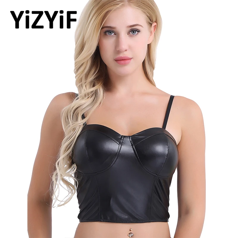 Женское Бюстье, укороченный топ, сексуальное бикини, топы для женщин, регулируемые бретельки из искусственной кожи, бюстье, корсет, Клубные, вечерние, укороченный топ, бюстгальтер, жилет