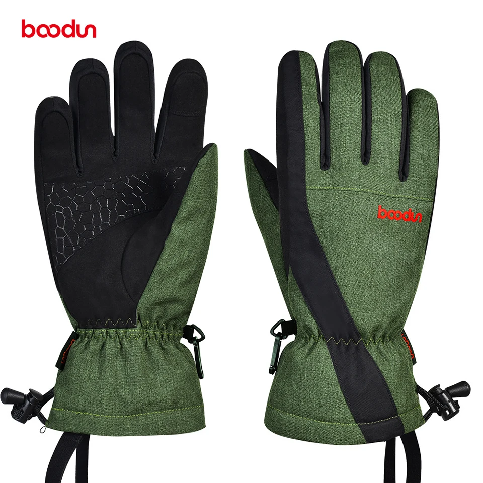 Army Green Мужские и женские лыжные перчатки Boodun, перчатки для сноуборда, снегохода, езды на мотоцикле, зимние перчатки, ветрозащитные, водонепроницаемые, унисекс, зимние перчатки - Цвет: Army Green
