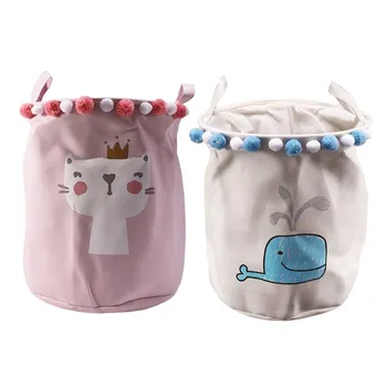 

Folding Laundry Basket Cartoon Storage Barrel Standing Toys Clothing Storage Bucket Laundry Organizer Holder Pouch Household