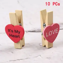 10 шт./лот мини любящее сердце деревянное прищепки для заметок зажимы для фон для детской фотосъемки с изображением зажимы Еда сумка зажимы