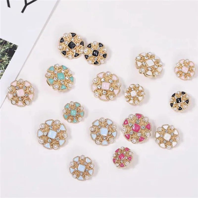 

10pcs Black White Green Gem Buttons for Clothing Super Beautiful Women's Clothing Buttons for Needlework Fashion Metal Buttons