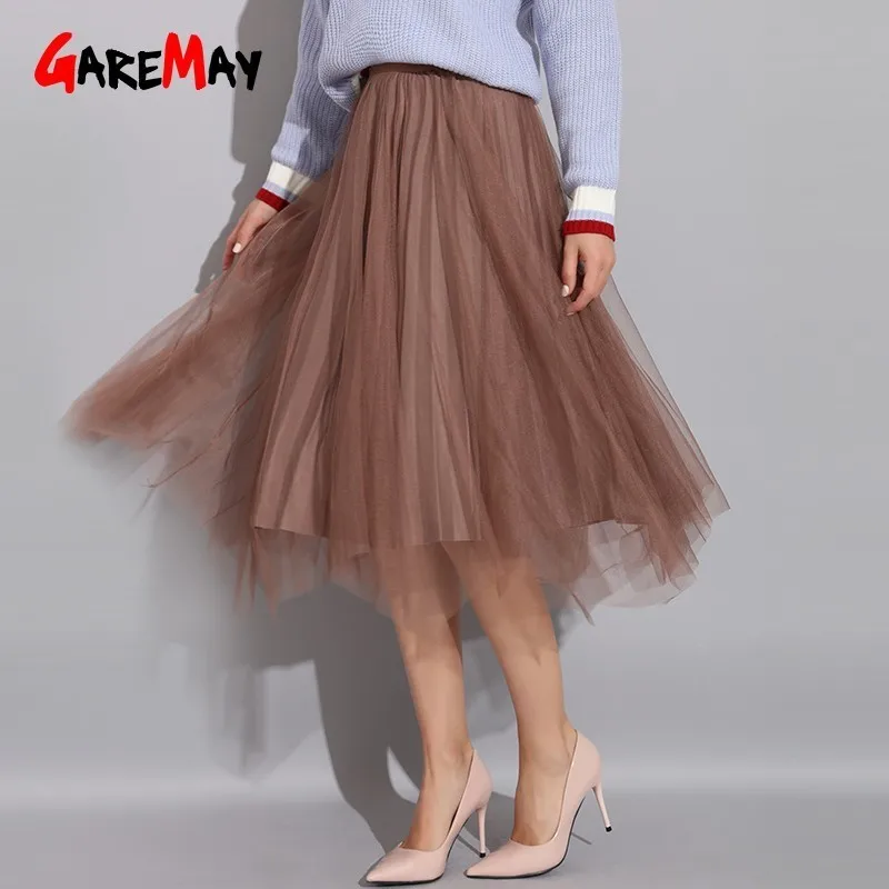 

Autumn Fashion Women Vintage Pleated Skirt Winter Elegant Vintage Skirts Female Faux Suede High Waist Korean Tulle Midi Skirt