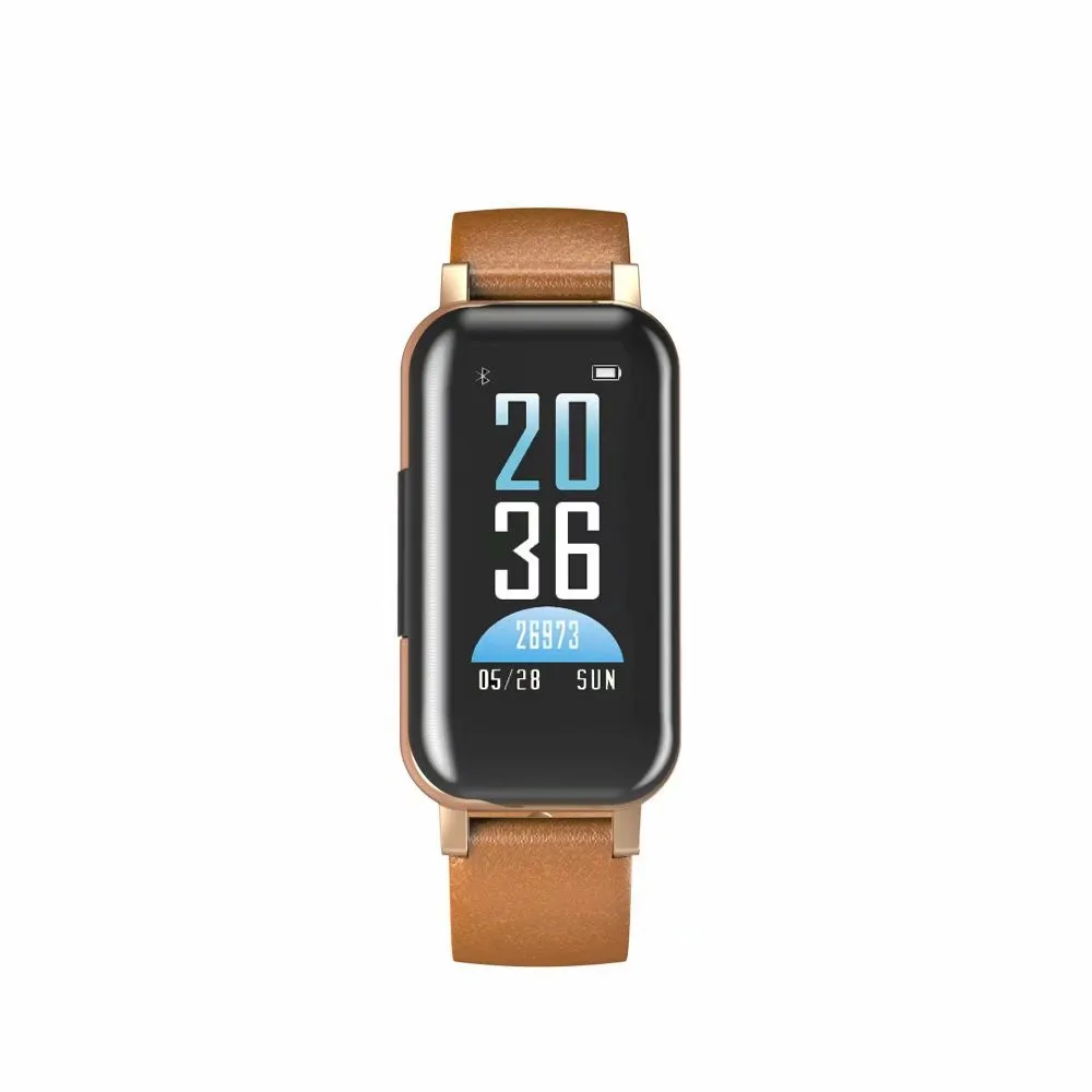 Золотой 0,9" TFT цветной экран TWS бинауральные Bluetooth Smartband наушники два в одном смарт-браслет пульсометр умный Браслет - Цвет: Золотой