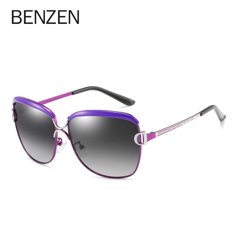 BENZEN Polarized Ladies Sunglasses Brand Designer Vintage Women Sun Glasses For Female Luxury Shades Oculosoculos feminino - Цвет линз: PURPLE BLACK