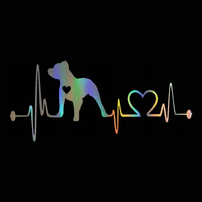 

Car Sticker 3D 19CM*8.5CM Pitbull Heartbeat Lifeline Cartoon Sticker On Car Vinyl Stickers and Decals Funny Car Styling