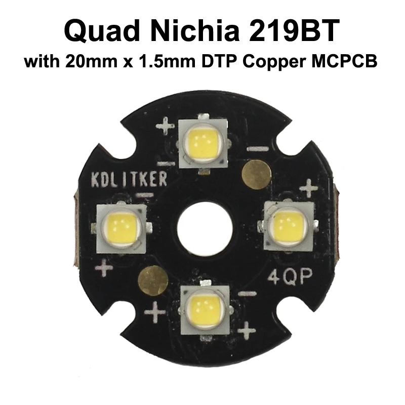 Quad Nichia 219BT светодиодный излучатель с KDLITKER 20 мм x 1 5 DTP медь MCPCB (параллельно) оптикой